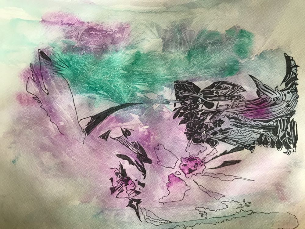 Este es un dibujo con tecnica mixta por terminar El trance y la Canalizacion Sandra Sogas Kinesiologia Akashica